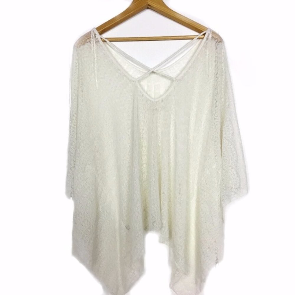 Cream Sheer Lacy Low Cut Cover Up Top by Billabong